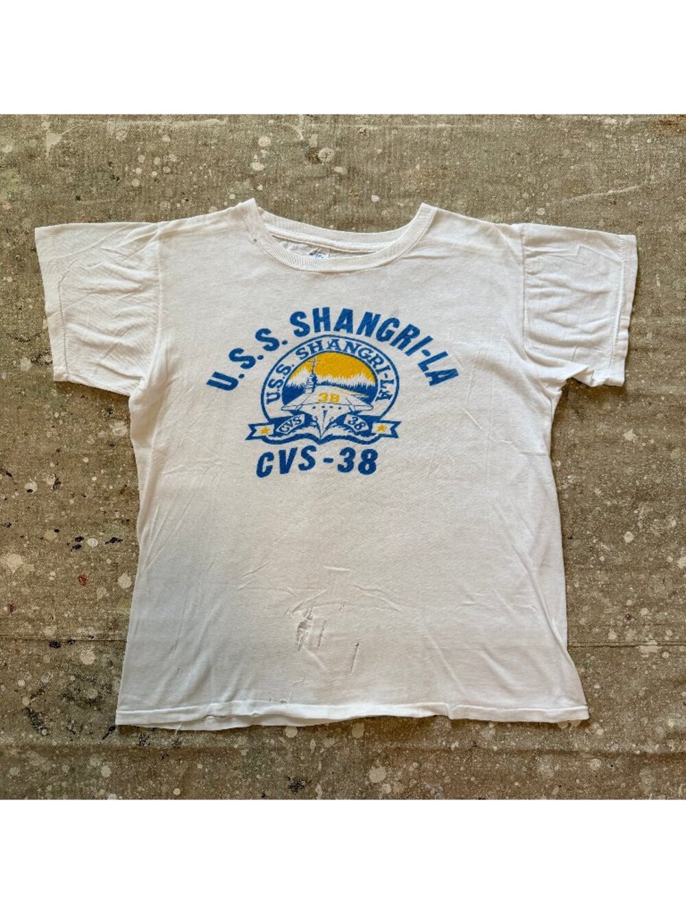 60’s Velva Sheen USS Shangri-La stenciled shirt.